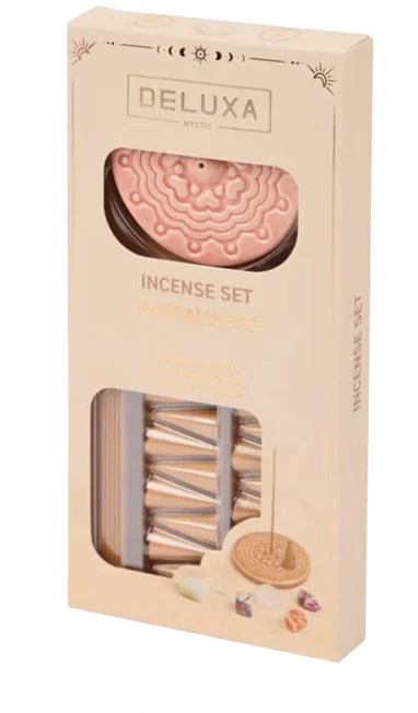 Sada Lilyových vonných tyčinek Deluxa, keramický stojan, konické vonné tyčinky.