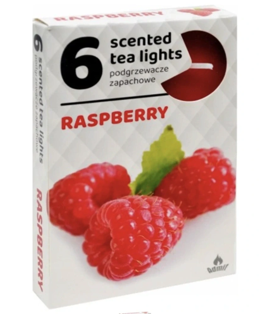 Admit raspberry  - sada 6ks vonných čajových svíček malinová vůně 