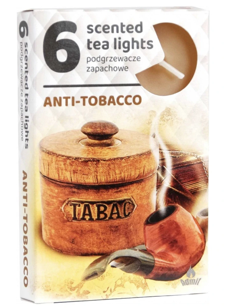 Admit anti-tabacco - sada 6ks vonných čajových svíček tabaková vůně 