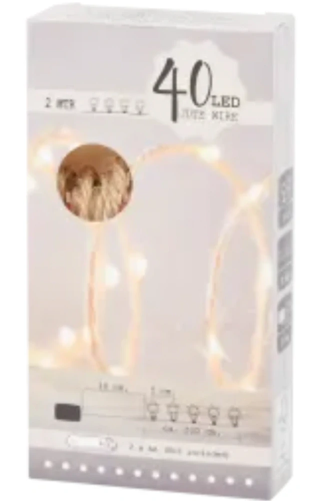 Světelný řetěz – 40 LED na jutovém drátku (2 m)